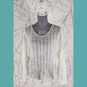 Noul White Open Knit Lightweight Sheer Sweater